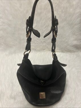 Dooney & Bourke Black Leather Shoulder Bag with silver Hardware.